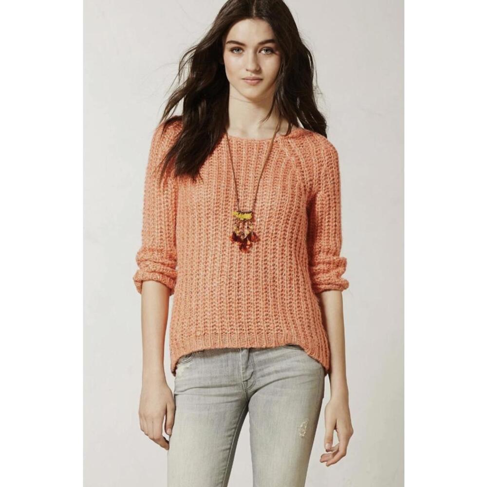 Knitted & Knotted from Anthropologie Sunstich Peach Sweater - Size - Medium